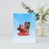キュートヨークシャーテリアメリークリスマス シーズンポストカード (スタンド正面)