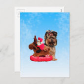 キュートヨークシャーテリアメリークリスマス シーズンポストカード (正面/裏面)