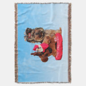 キュートヨークシャーテリアメリークリスマス スローブランケット (正面縦)