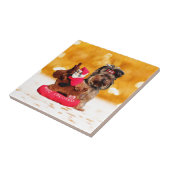 キュートヨークシャーテリアメリークリスマス タイル (側面)