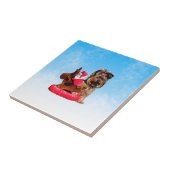 キュートヨークシャーテリアメリークリスマス タイル (側面)