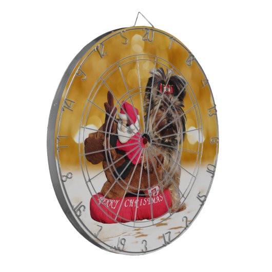キュートヨークシャーテリアメリークリスマス ダーツボード (正面左)