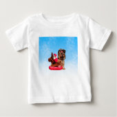 キュートヨークシャーテリアメリークリスマス ベビーTシャツ (正面)