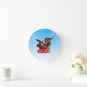 キュートヨークシャーテリアメリークリスマス ラウンド壁時計 (ホーム)