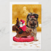 キュートヨークシャーテリアメリークリスマス 便箋 (正面/裏面)