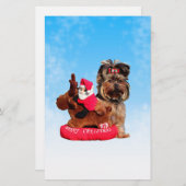 キュートヨークシャーテリアメリークリスマス 便箋 (正面/裏面)