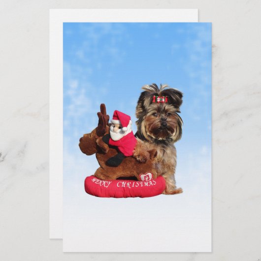 キュートヨークシャーテリアメリークリスマス 便箋 (正面/裏面)
