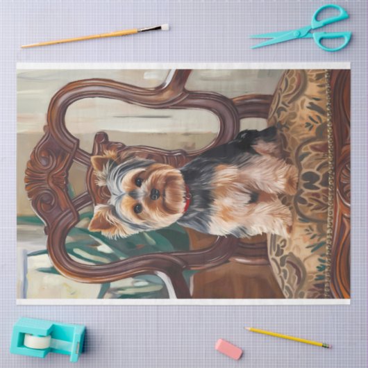 キュートヨークシャーテリアヨークシャーテリアポートレート絵を描ズ 薄葉紙 (クラフト)