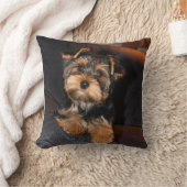 キュートヨークシャーテリアヨークシャーテリア子犬ピロー クッション (ブランケット)
