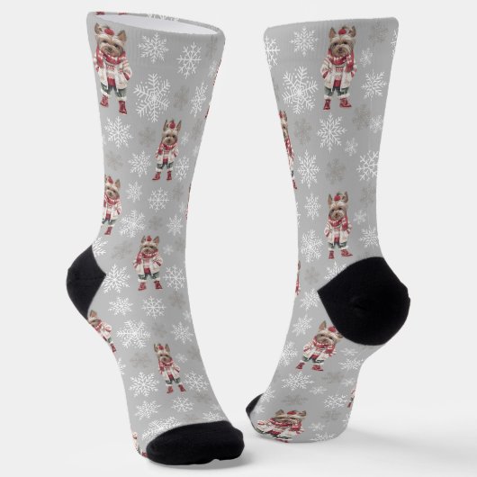 キュートヨークシャーテリアライトグレーソックス ソックス (傾斜あり)