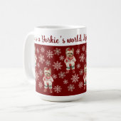 キュートヨークシャーテリアレッドクリスマス コーヒーマグカップ (正面左)