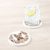 キュートヨークシャーテリアードッグオータムリース コースター (側面)