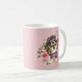 キュートヨークシャーテリアーヨークシャーテリア&フラワーアート コーヒーマグカップ (正面右)