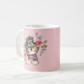 キュートヨークシャーテリアーヨークシャーテリア&フラワーアート コーヒーマグカップ (正面左)