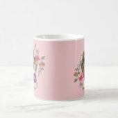 キュートヨークシャーテリアーヨークシャーテリア&フラワーアート コーヒーマグカップ (中央)