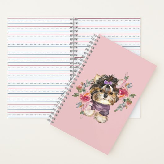 キュートヨークシャーテリアーヨークシャーテリア&フラワーアート ノートブック (内側)