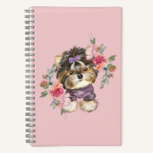 キュートヨークシャーテリアーヨークシャーテリア&フラワーアート ノートブック (正面)