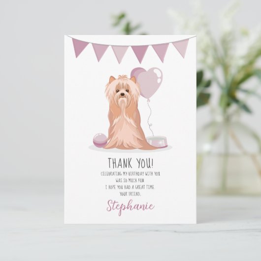 キュートヨークシャーテリアー誕生日サンキュー 招待状 (スタンド正面)