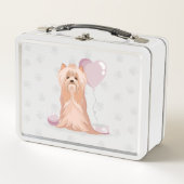 キュートヨークシャーテリアー誕生日メタルランチボックス メタルランチボックス (正面)