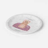 キュートヨークシャーテリアー誕生日紙プレート ペーパープレート (アングル)