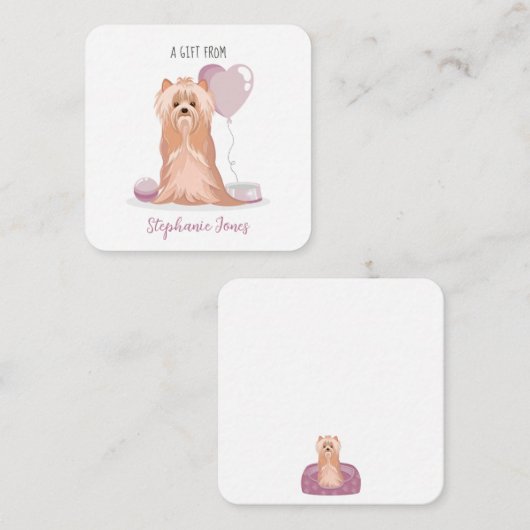 キュートヨークシャーテリアー誕生日 ノートカード (正面/裏面)