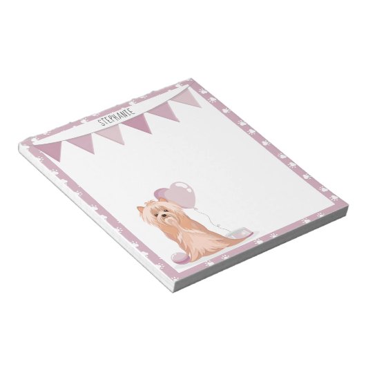 キュートヨークシャーテリアー誕生日 ノートパッド (アングル)
