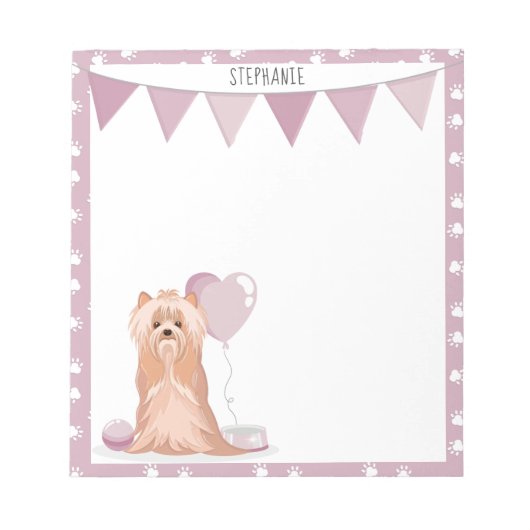 キュートヨークシャーテリアー誕生日 ノートパッド (正面)
