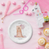 キュートヨークシャーテリアー誕生日 ペーパープレート (パーティー)