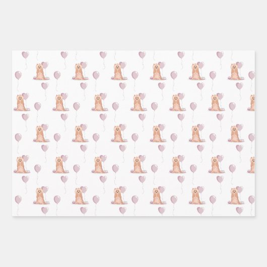 キュートヨークシャーテリアー誕生日 ラッピングペーパーシート (正面2)