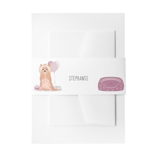 キュートヨークシャーテリアー誕生日 招待状ベリーバンド (正面例)