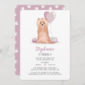 キュートヨークシャーテリアー誕生日 招待状 (正面/裏面)