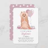 キュートヨークシャーテリアー誕生日 招待状 (正面/裏面)