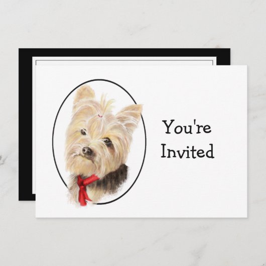 キュートヨークシャーテリア結婚ヨークシャーテリア記念日 招待状 (正面/裏面)