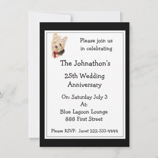 キュートヨークシャーテリア結婚ヨークシャーテリア記念日 招待状 (裏面)