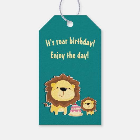 キュートライオンアンドベビークブ子供の誕生日 ギフトタグ (正面)