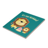 キュートライオンアンドベビークブ子供の誕生日 タイル (側面)