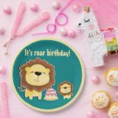 キュートライオンアンドベビークブ子供の誕生日 ペーパープレート (パーティー)