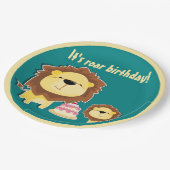 キュートライオンアンドベビークブ子供の誕生日 ペーパープレート (アングル)