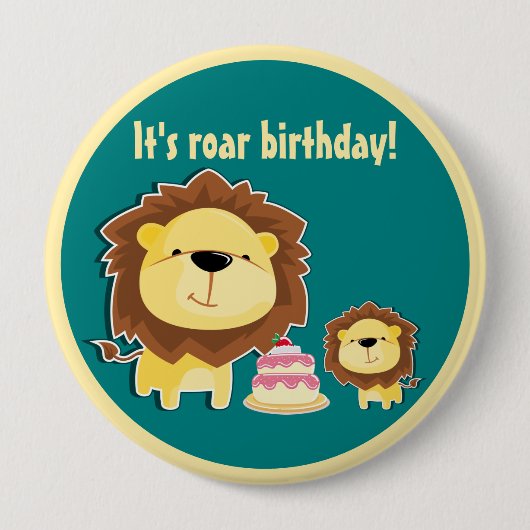 キュートライオンアンドベビークブ子供の誕生日 缶バッジ (正面)