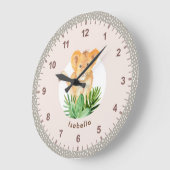 キュートライオンカブワイルドライフウォーター色ガールズルームデコール ラージ壁時計 (傾斜)