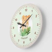 キュートライオンキュブアニマルサファリ点々のあるキッズルームデコル ラージ壁時計 (傾斜)