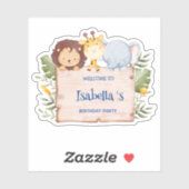 キュートライオンキリン熱帯花の誕生日パーティー シール (シート)