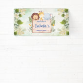 キュートライオンキリン熱帯花の誕生日パーティー 横断幕 (インサイチュ)