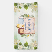 キュートライオンキリン熱帯花の誕生日パーティー 横断幕 (縦)