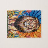 キュートライオンキングワイルドアニマルフローラ水彩 ジグソーパズル (横)