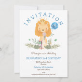 キュートライオンクラウン離れズボーイズ2nd誕生日パーティー 招待状 (正面)