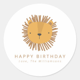 キュートライオンスケッチパーソナライズされた誕生日ギフト ラウンドシール