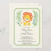 キュートライオンニュートラルベビーシャワー招待状 招待状 (正面/裏面)