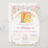 キュートライオンバースデーパーティー招待少女フローラ 招待状 (正面/裏面)