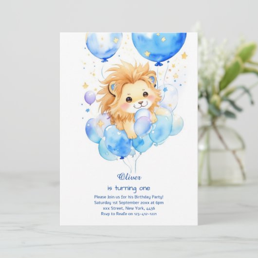 キュートライオンファースト誕生日招待状 招待状 (スタンド正面)